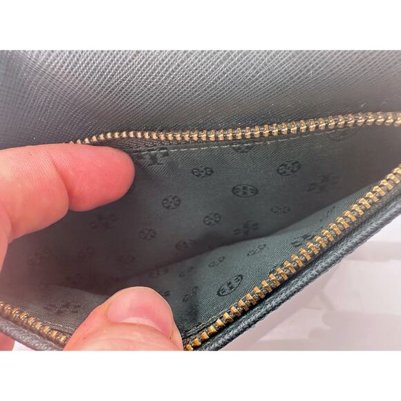 Tory Burch Deep Green Leather Bi-Fold Wallet Wristlet - Picture 8 of 16